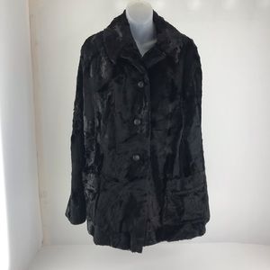 Betty Rose Vintage Black Faux Fur Cape/Coat